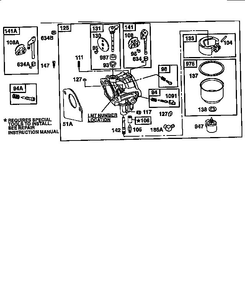 Carburetor Diagram and Parts List for 28Q700  Briggs and Stratton Engine